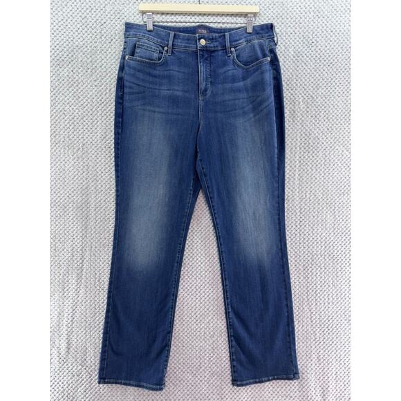 NYDJ Jeans Womens 16 Blue Medium Wash Marilyn Straight Sure Stretch Lift Tuck - Picture 1 of 14